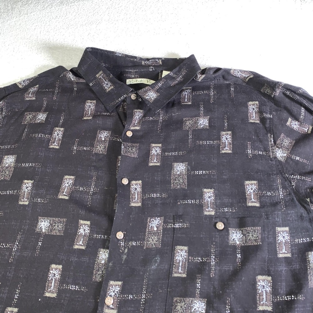 Batek Bay Shirt Mens 3XLT Black Palm Tree Hawaiian Rayon Short Sleeve Aloha